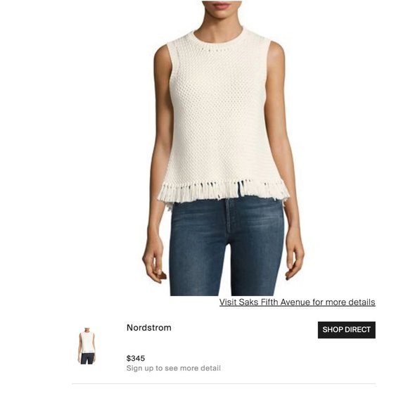 Theory Meenara Crosshatched Knit Tank Sweater Fringe Tassel Boho Bohemian Woven - Picture 12 of 15